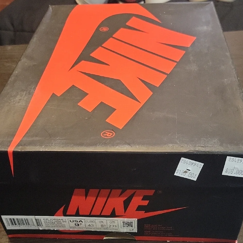 Nike Air Jordan 1 Retro High OG 'Court Purple' (2020) M9.5/W11 EUC W/OG BOX